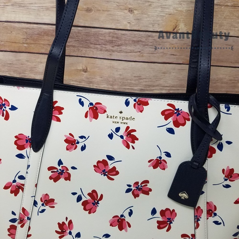 Kate Spade Cara Garden Toss White Floral Tote - Picture 7 of 15